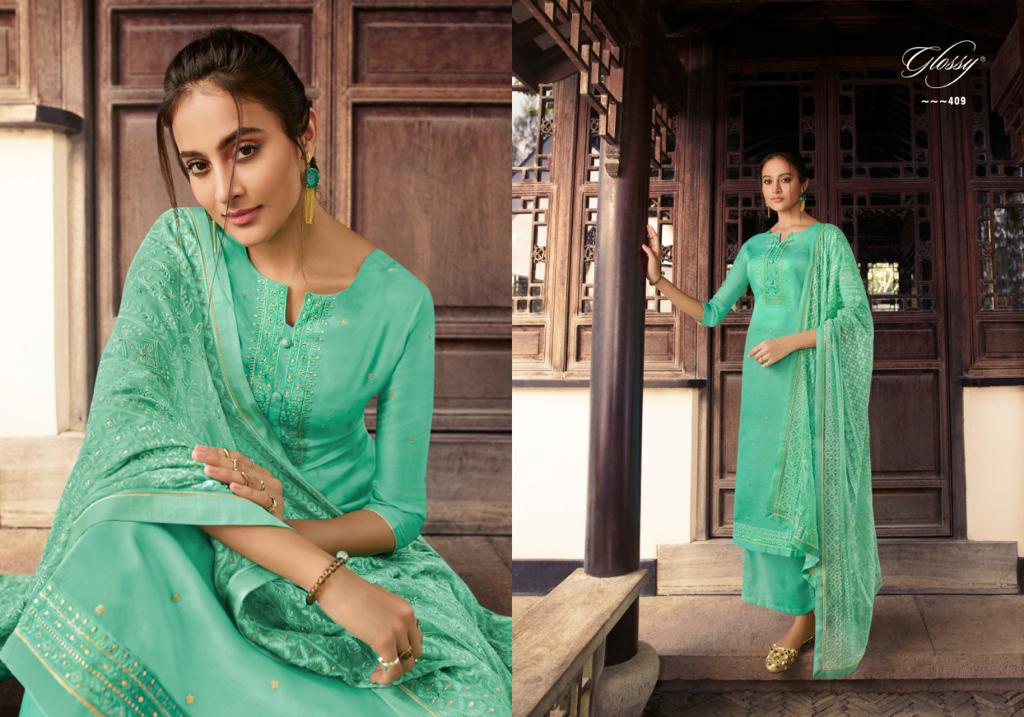 glossy rooh cotton festive look salwar suit catalog