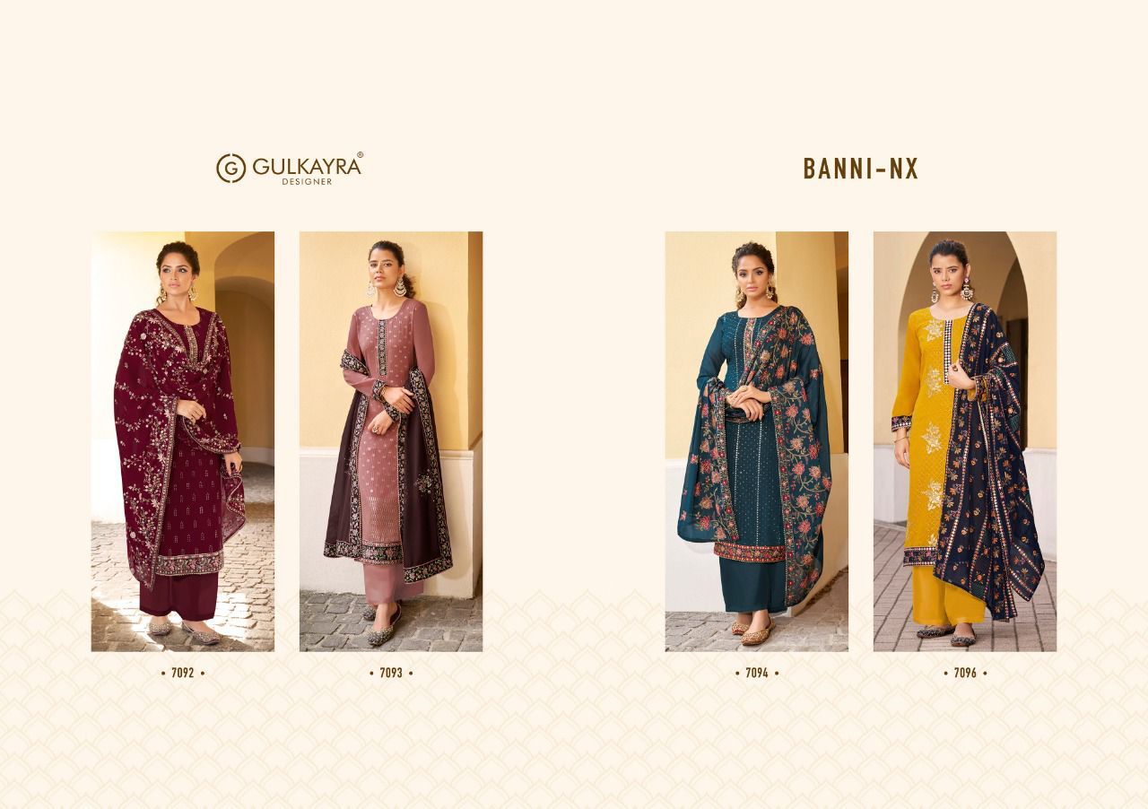 gulkayra designer banni nx  georgette gorgeous look salwra suit catalog