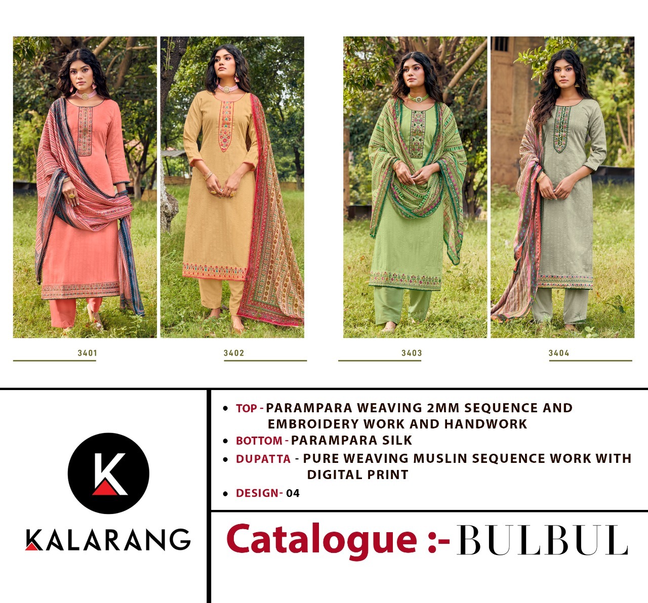 kalarang bulbul parampara weaving elegant salwar suit catalog