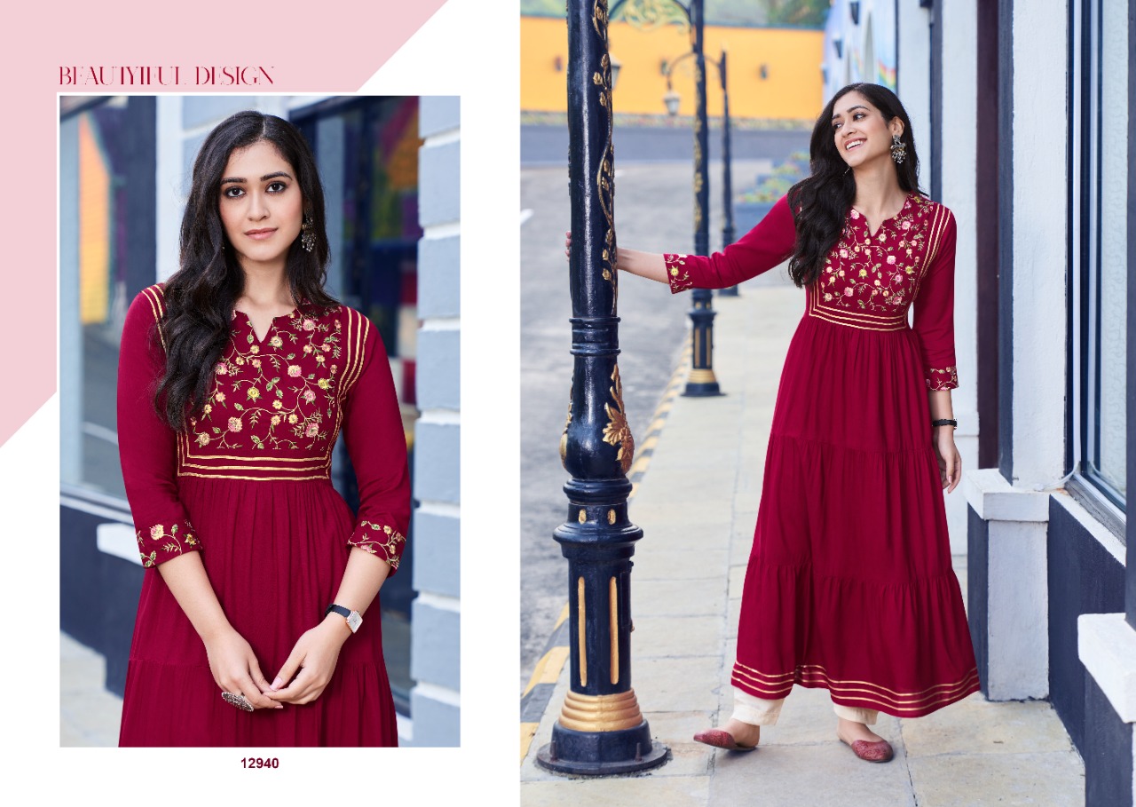 kalaroop by kajree zoya rayon innovative look kurti catalog