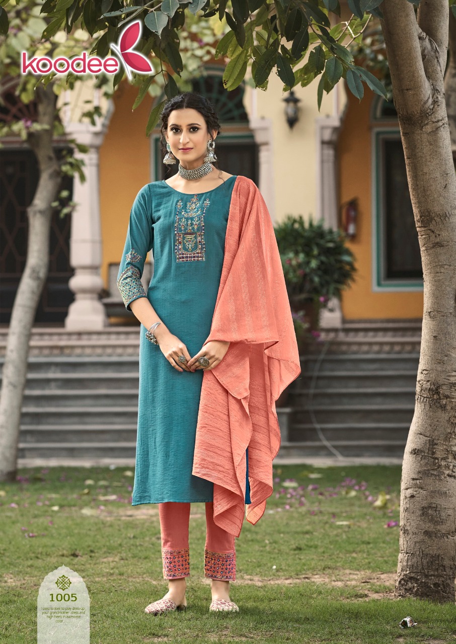 koodee riza vol 1 viscose attractive top with bottom and dupatta catalog