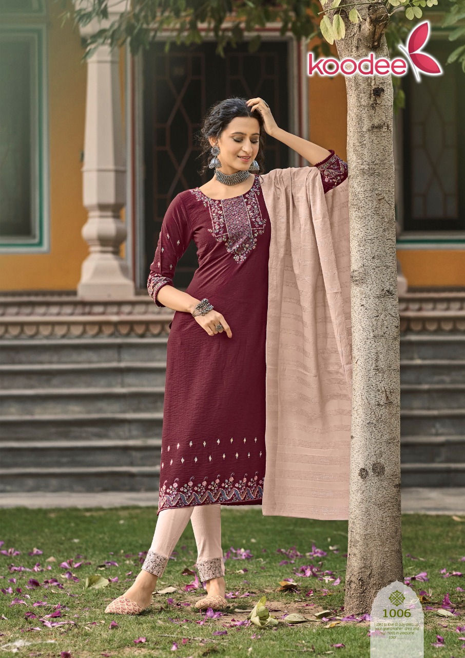 koodee riza vol 1 viscose attractive top with bottom and dupatta catalog