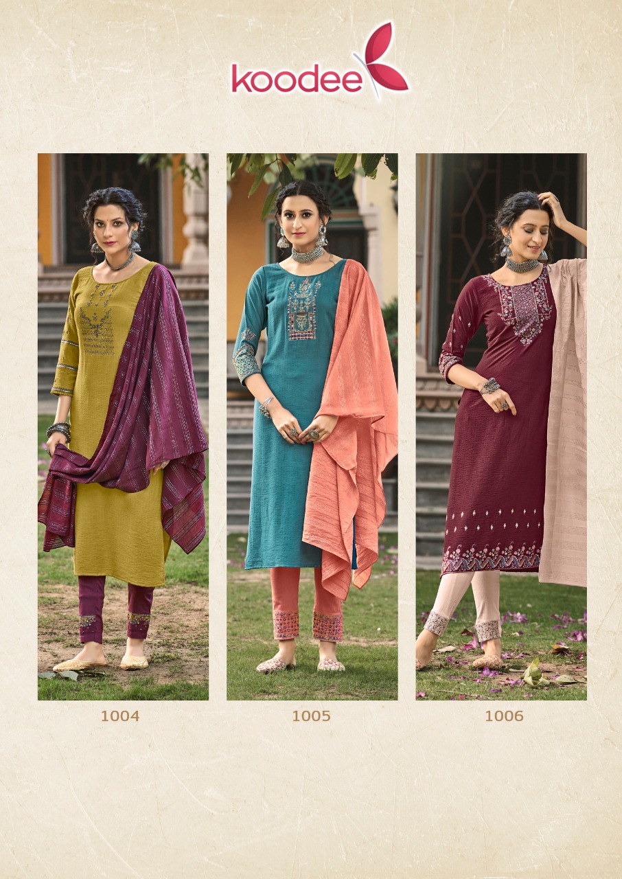 koodee riza vol 1 viscose attractive top with bottom and dupatta catalog