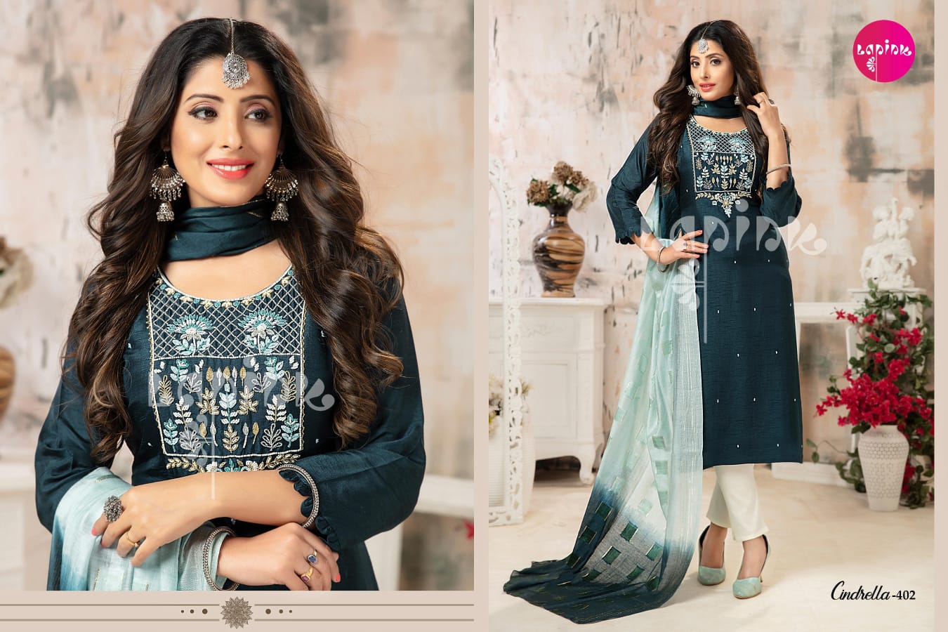 lapink cindrella vol 4 muslin elegant top with dupatta catalog