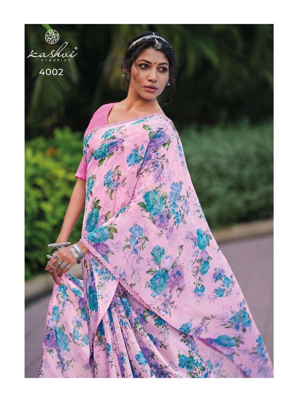 lt kashvi creation olivia vol 2 chiffon beautifull print saree catalog