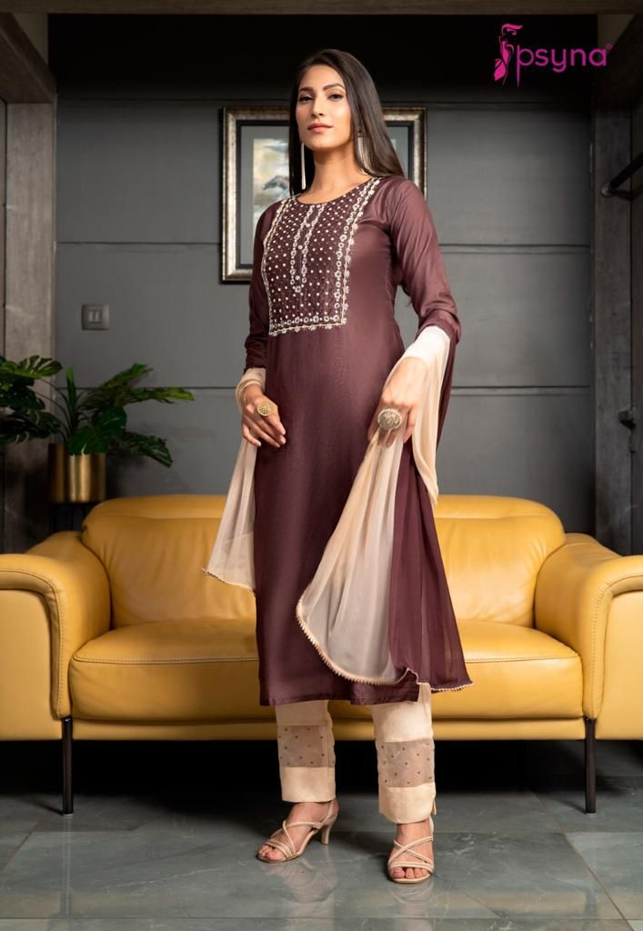 psyna panchi 3  chanderi  new and modern style top bottom with dupatta catalog