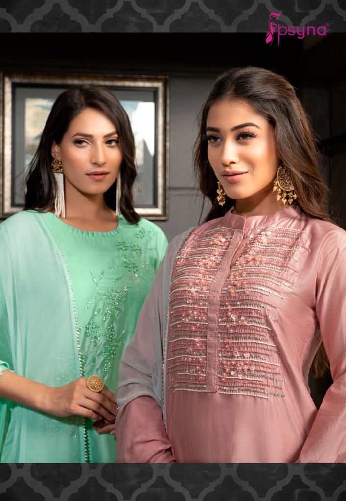 psyna panchi 3  chanderi  new and modern style top bottom with dupatta catalog