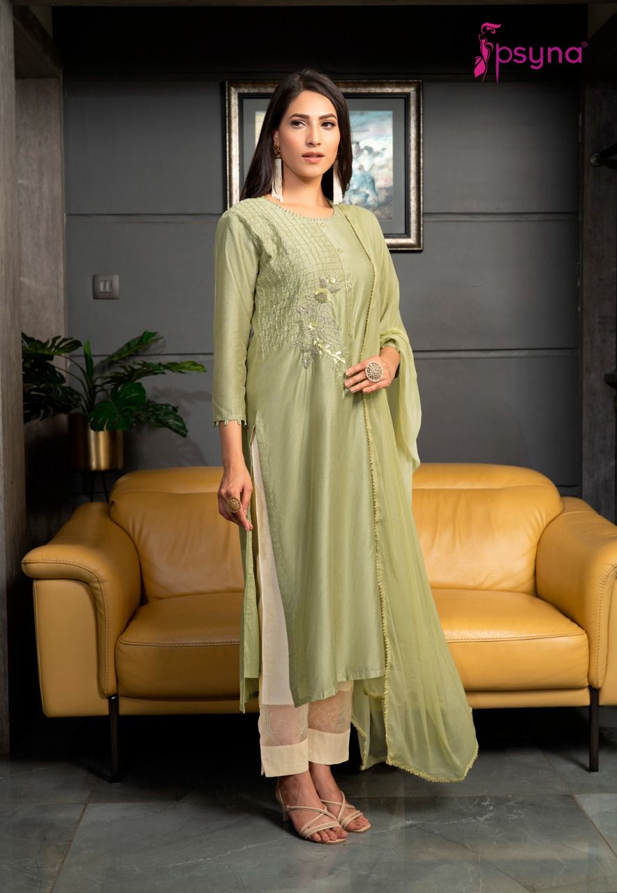 psyna panchi 3  chanderi  new and modern style top bottom with dupatta catalog