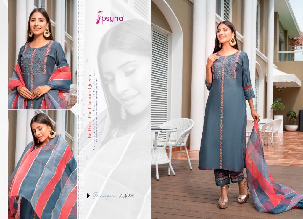 psyna parampara vol 2 silk astonishing top bottom with dupatta catalog