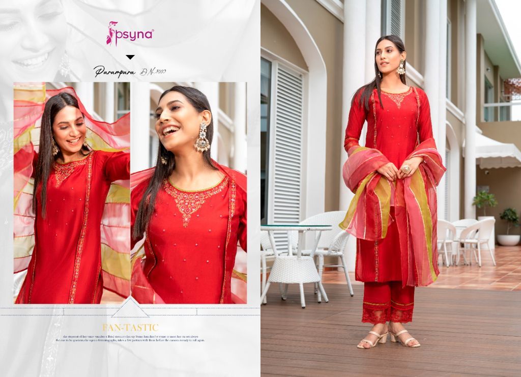 psyna parampara vol 2 silk astonishing top bottom with dupatta catalog