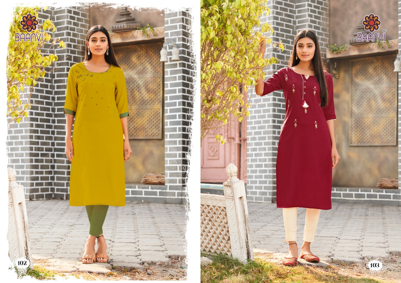 r studio Baanvi sui dhaga vol 1 rayon astonishing look kurti catalog