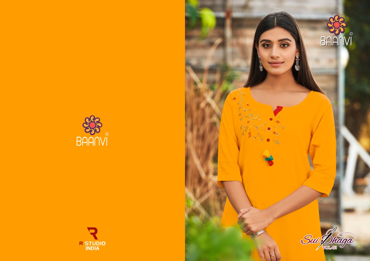 r studio Baanvi sui dhaga vol 1 rayon astonishing look kurti catalog