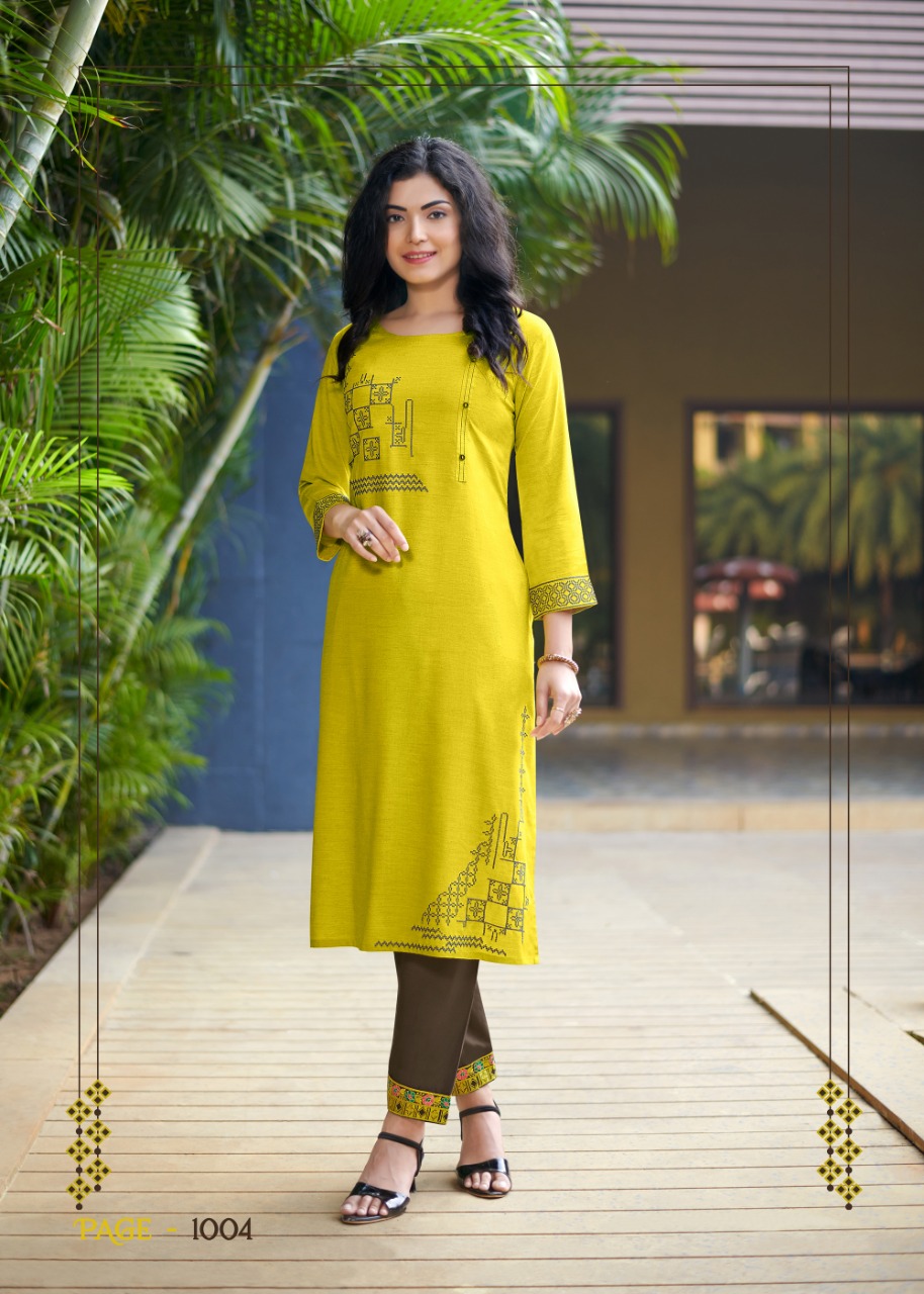 Rangjyot jasmin rayon elegant look kurti with pant catalog