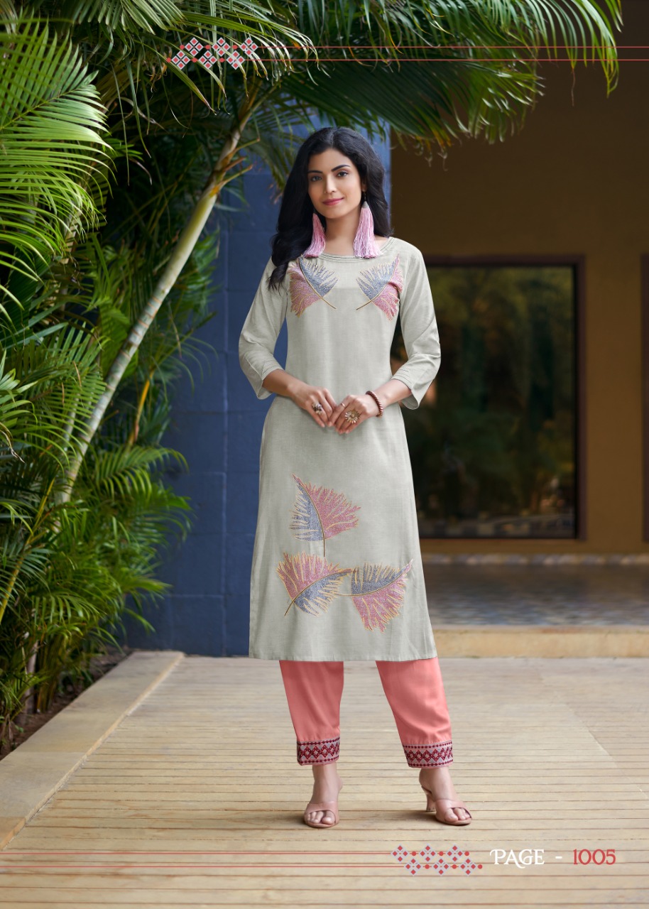 Rangjyot jasmin rayon elegant look kurti with pant catalog