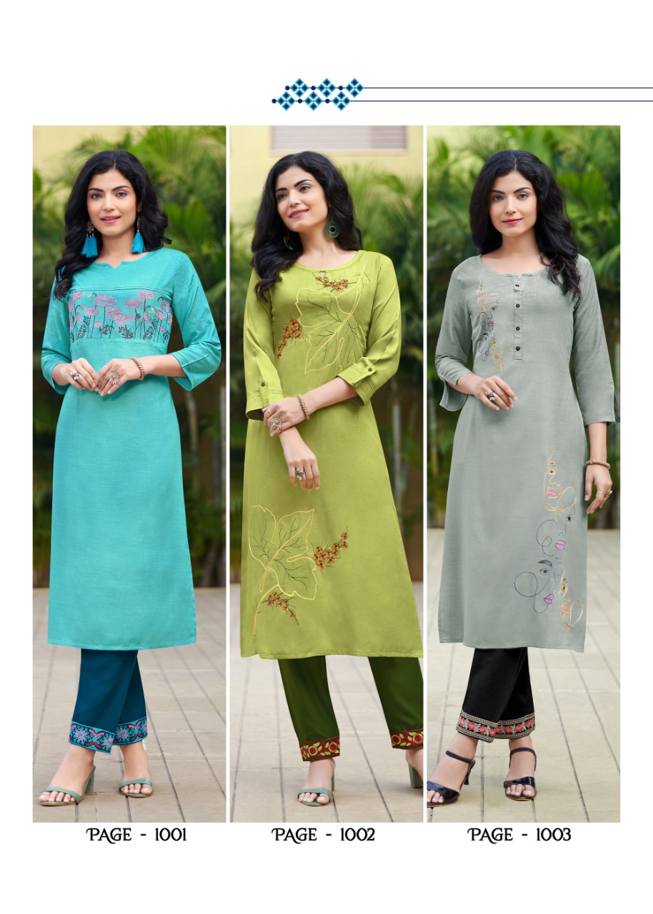 Rangjyot jasmin rayon elegant look kurti with pant catalog