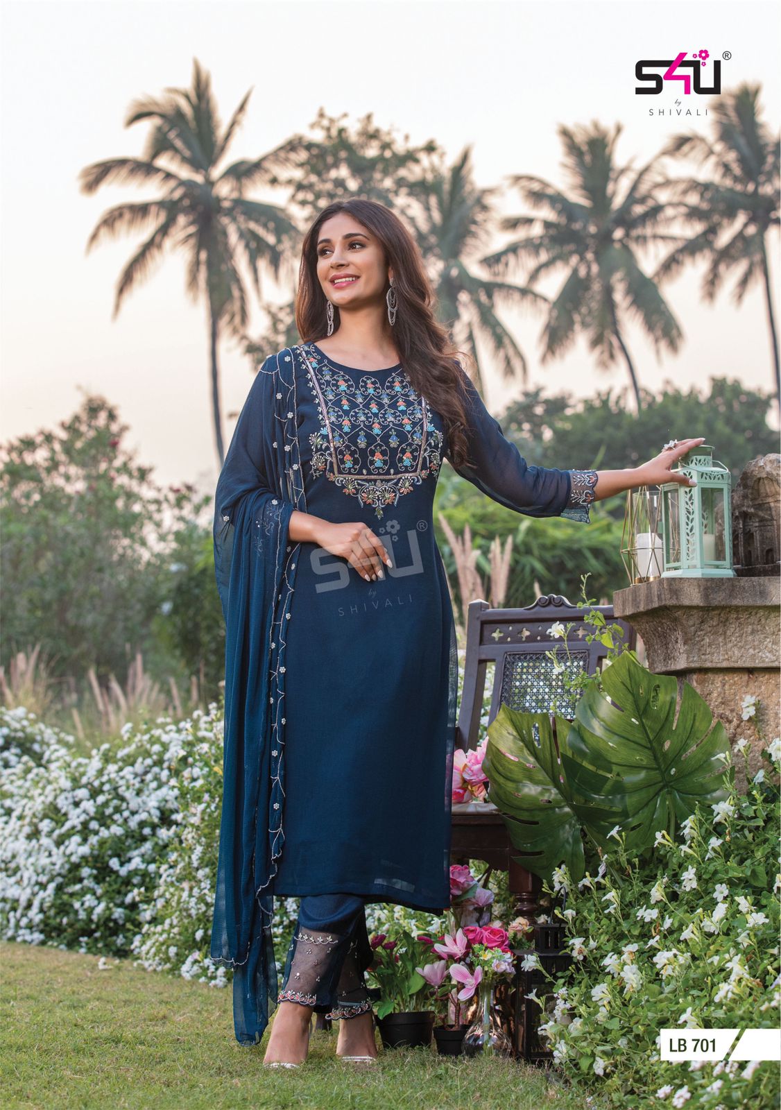 s4u la bella vol 7 georgette classic trendy look top bottom with dupatta catalog