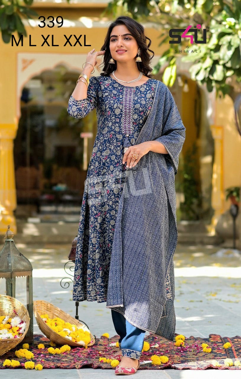 s4u s4u 339 fancy astonishing look kurti bottom with dupatta size set