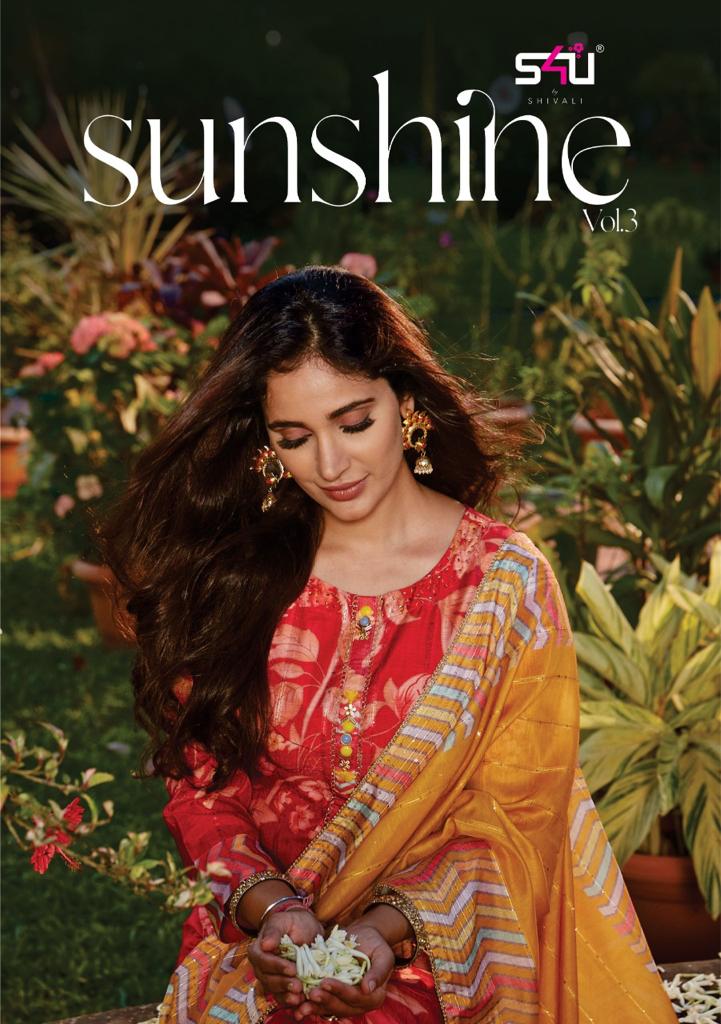 s4u sunshine vol 3 muslin new and modern style top bottom with dupatta catalog