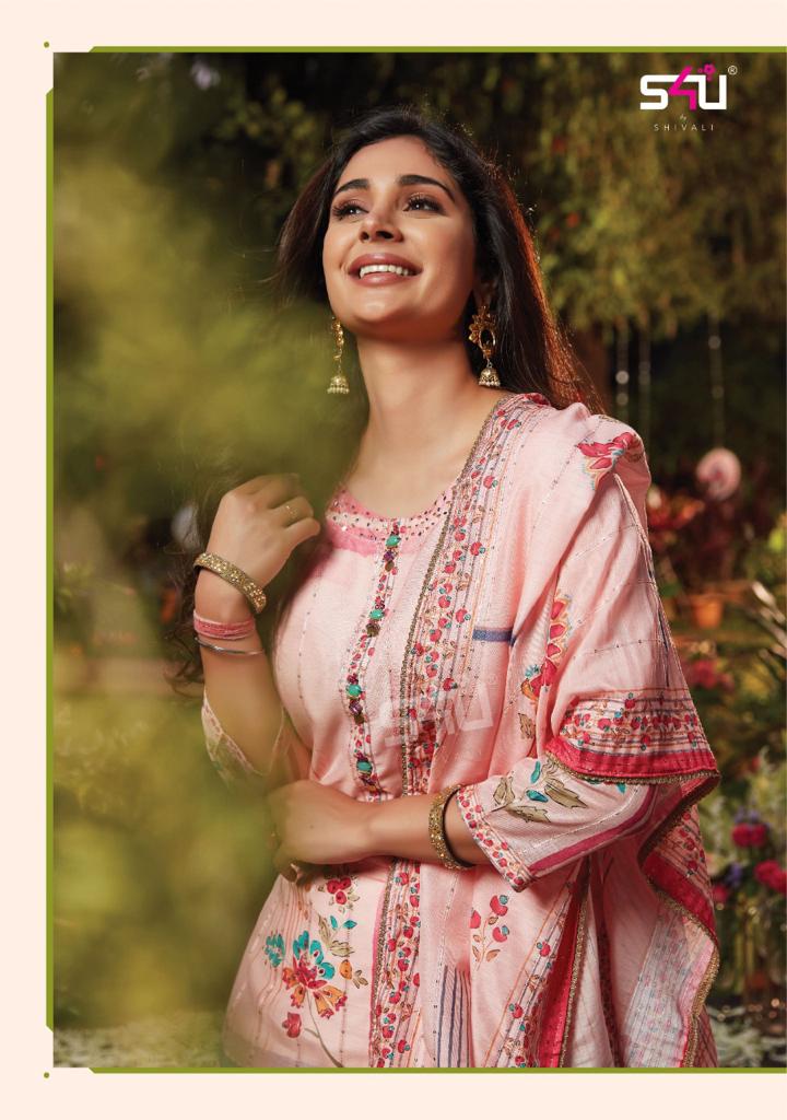 s4u sunshine vol 3 muslin new and modern style top bottom with dupatta catalog