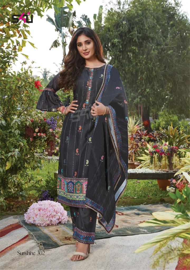 s4u sunshine vol 3 muslin new and modern style top bottom with dupatta catalog