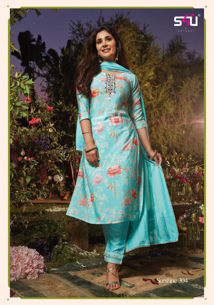 s4u sunshine vol 3 muslin new and modern style top bottom with dupatta catalog