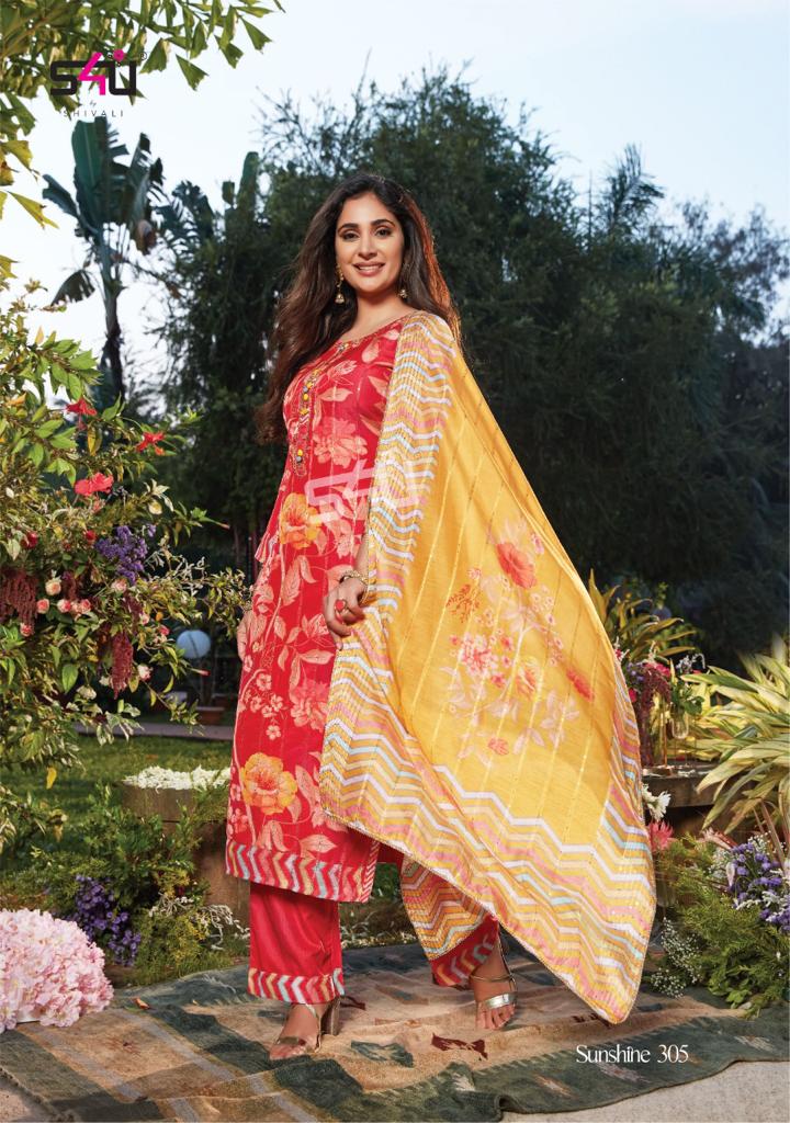 s4u sunshine vol 3 muslin new and modern style top bottom with dupatta catalog