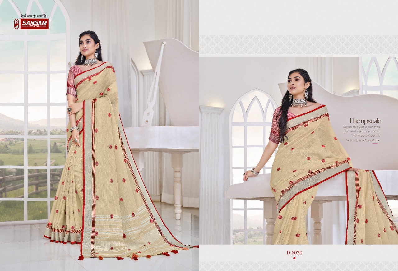 sangam print aliaa linen elegant saree catalog