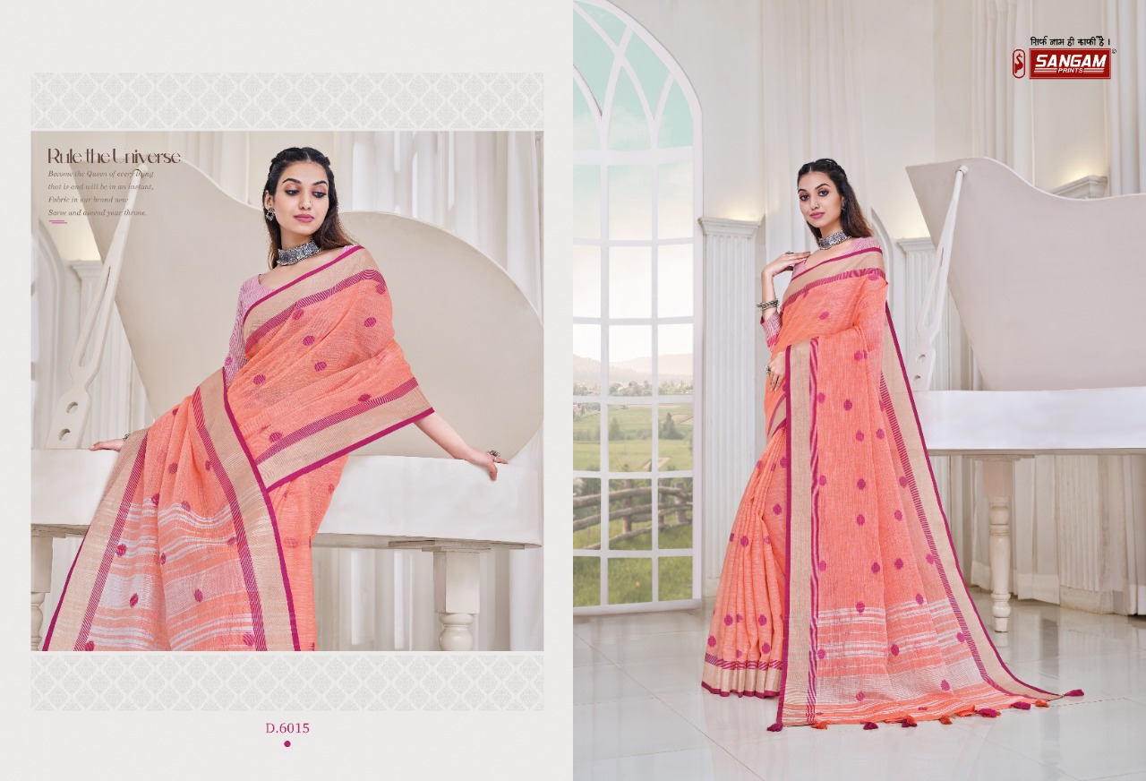 sangam print aliaa linen elegant saree catalog