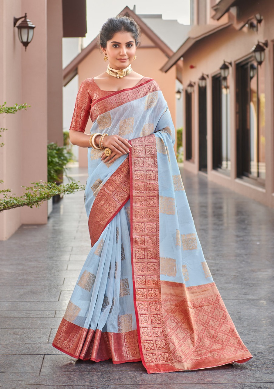 sangam print daksh moti linen elegant saree catalog