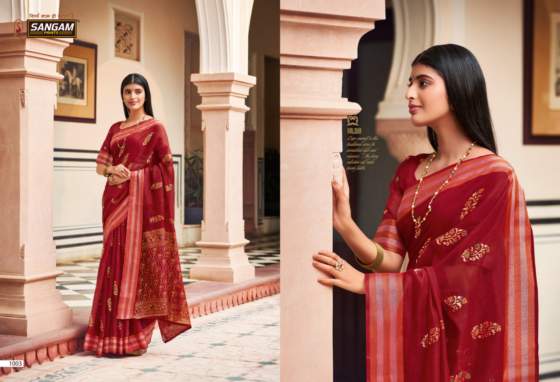 sangam print resham dori vol 3 chanderi graceful print saree catalog