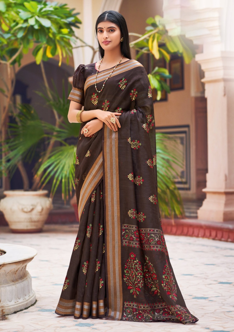 sangam print resham dori vol 3 chanderi graceful print saree catalog