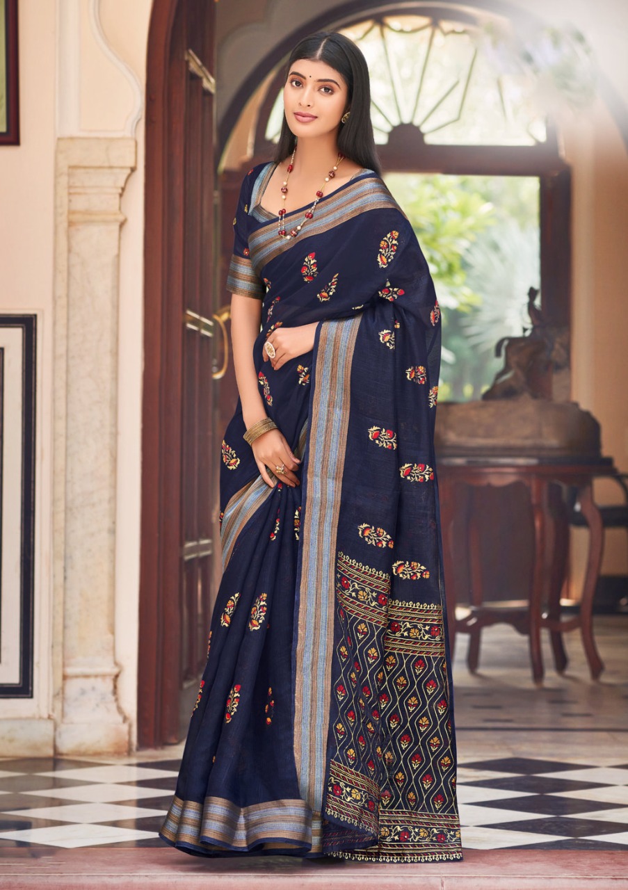 sangam print resham dori vol 3 chanderi graceful print saree catalog