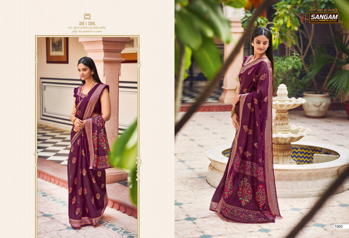 sangam print resham dori vol 3 chanderi graceful print saree catalog