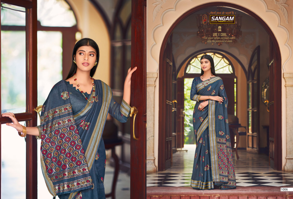 sangam print resham dori vol 3 chanderi graceful print saree catalog