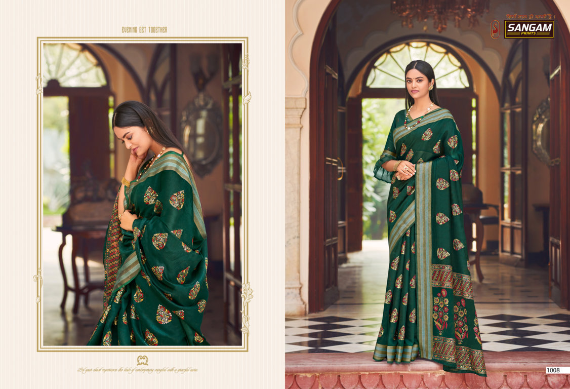 sangam print resham dori vol 3 chanderi graceful print saree catalog