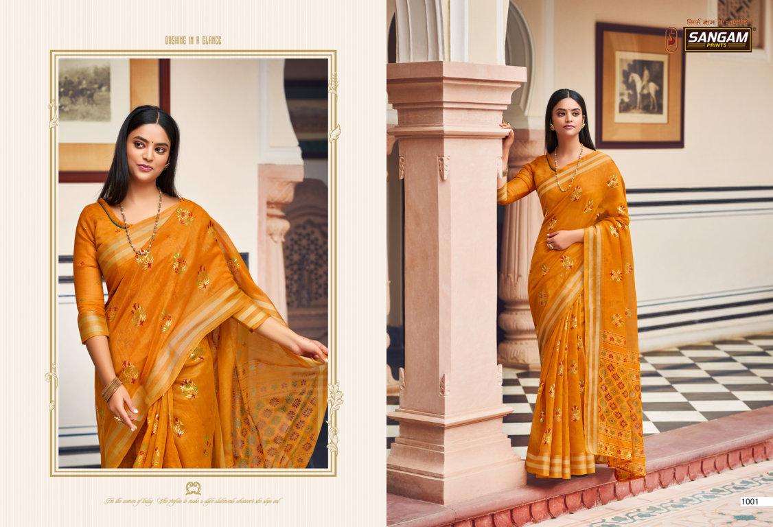 sangam print resham dori vol 3 chanderi graceful print saree catalog