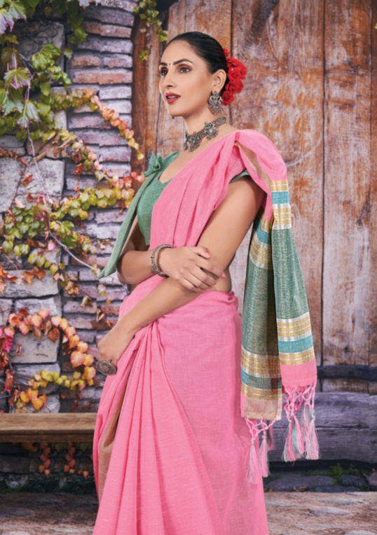 sangam print rithika linen graceful look saree catalog