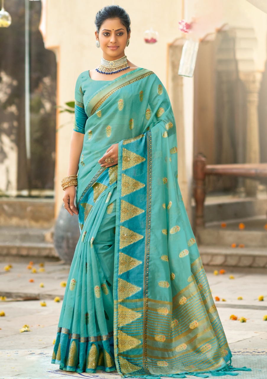 sangam print silver stone organza innovative style saree catalog