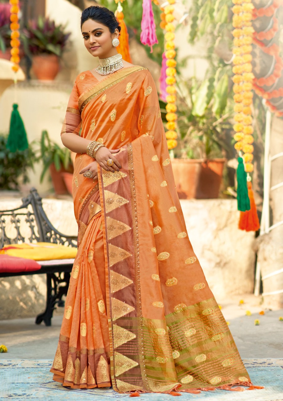 sangam print silver stone organza innovative style saree catalog