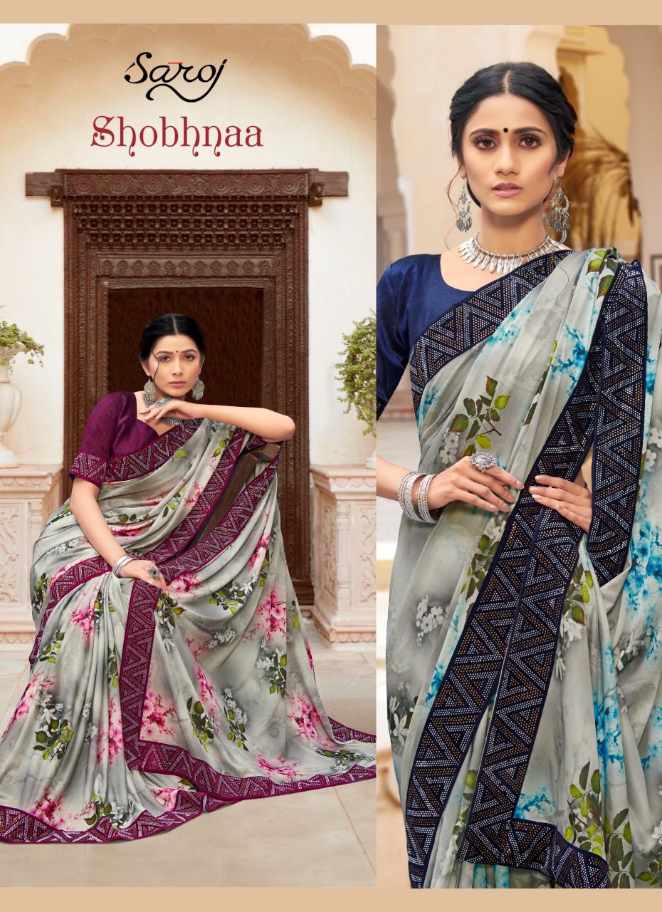 saroj saree Shobhanaa lycra graceful print saree catalog