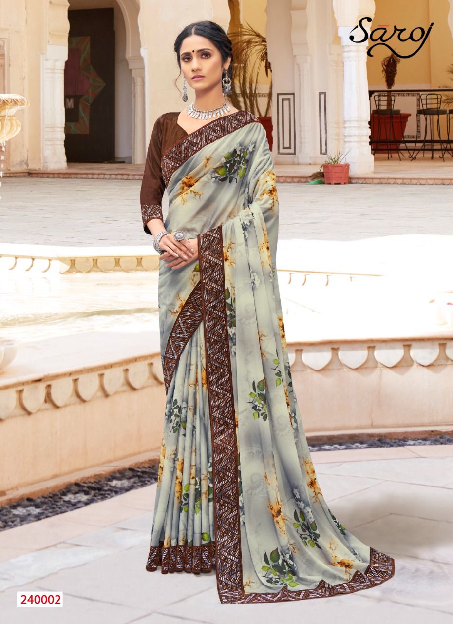 saroj saree Shobhanaa lycra graceful print saree catalog