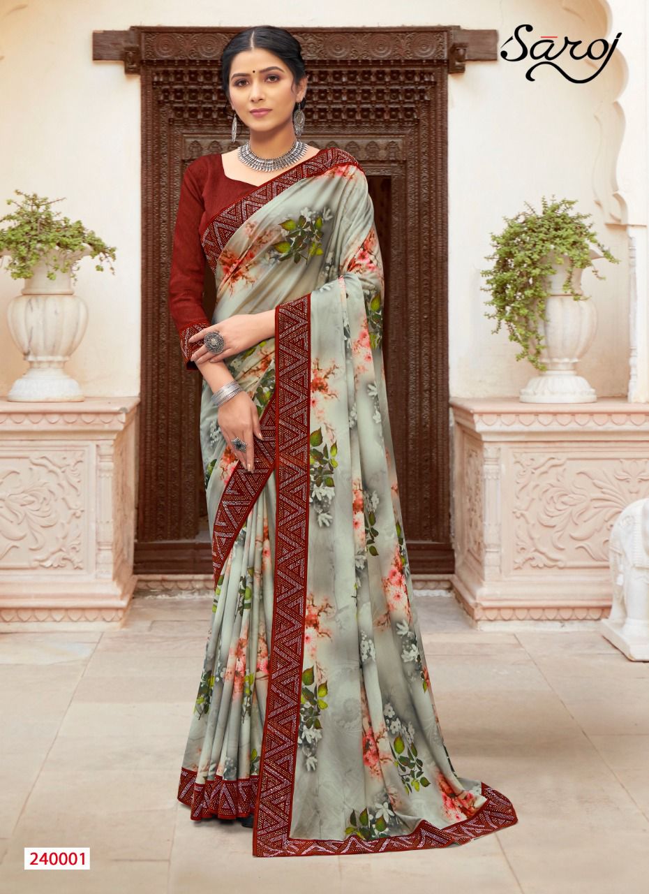 saroj saree Shobhanaa lycra graceful print saree catalog