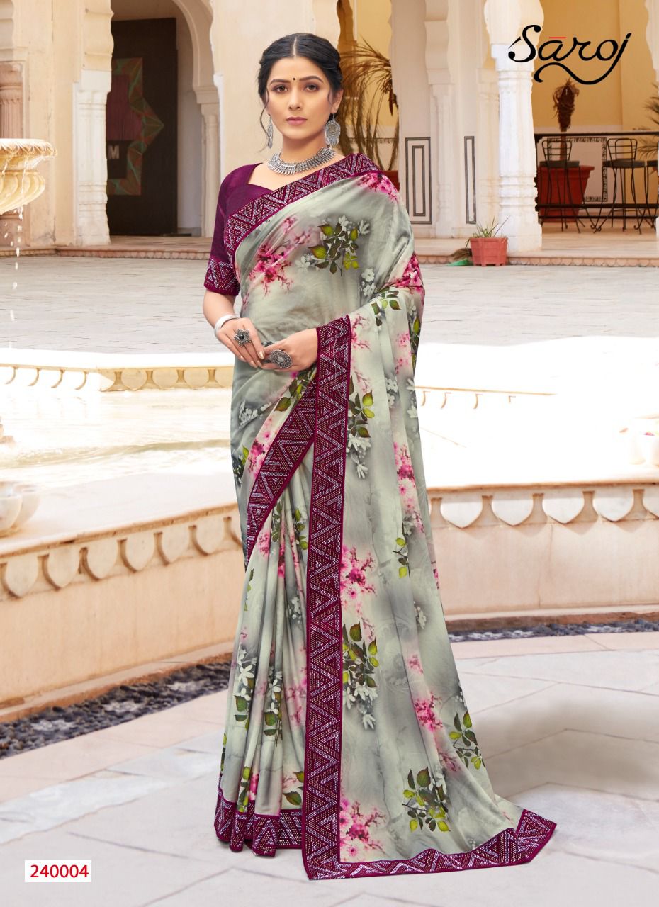 saroj saree Shobhanaa lycra graceful print saree catalog