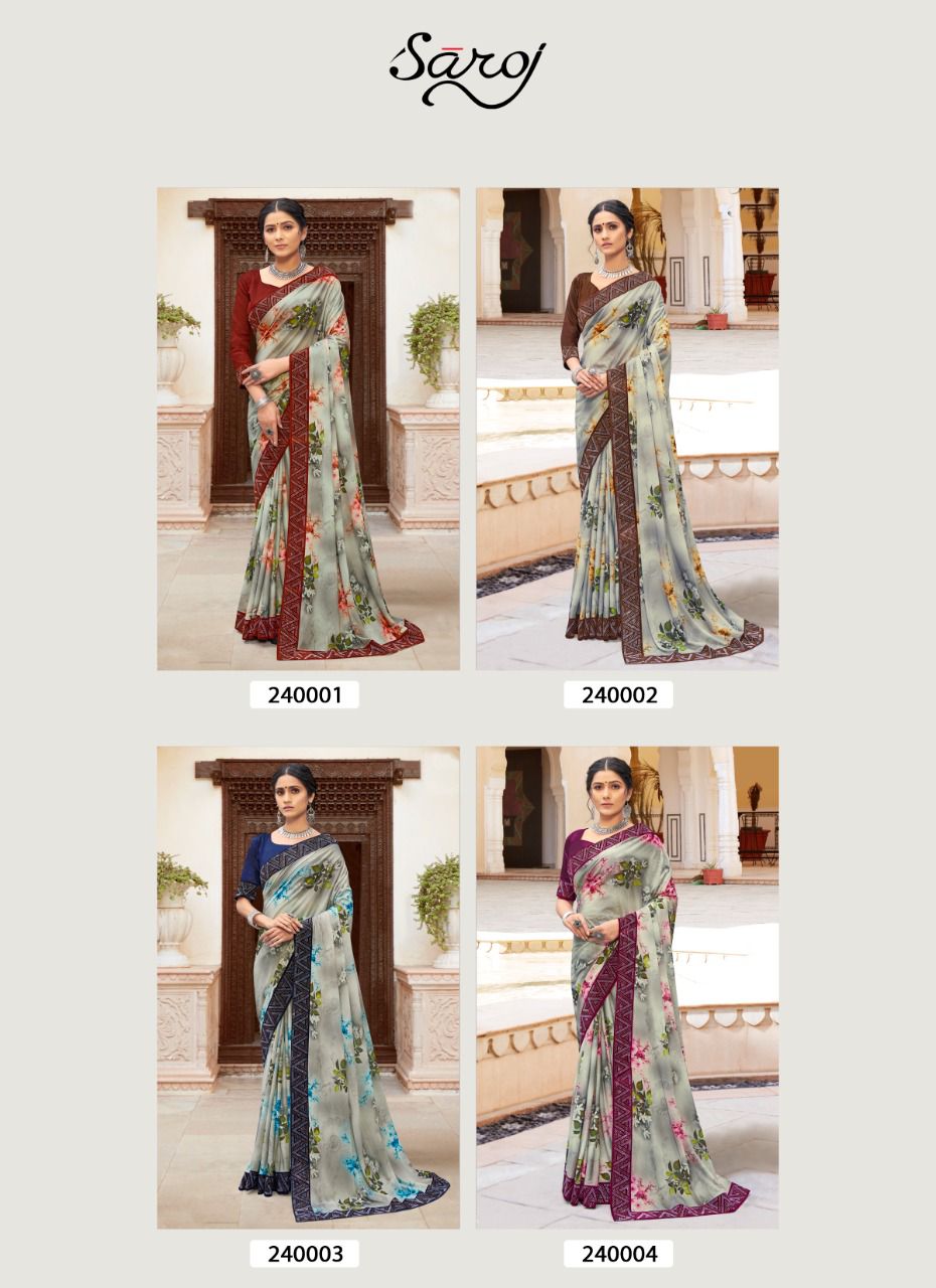 saroj saree Shobhanaa lycra graceful print saree catalog