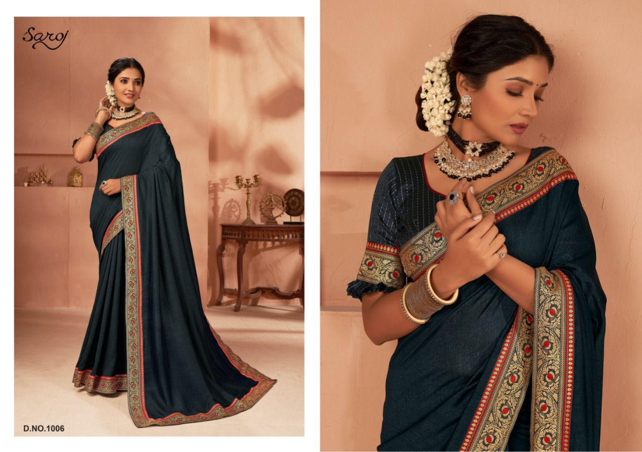 saroj saree sweety soft vichitra silk gorgeous look saree catalog