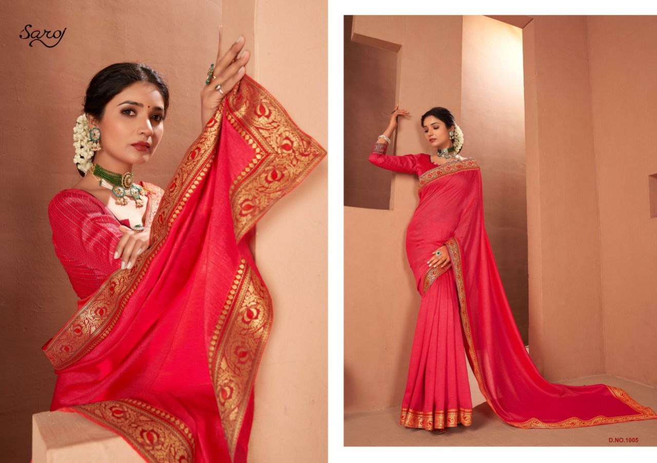 saroj saree sweety soft vichitra silk gorgeous look saree catalog