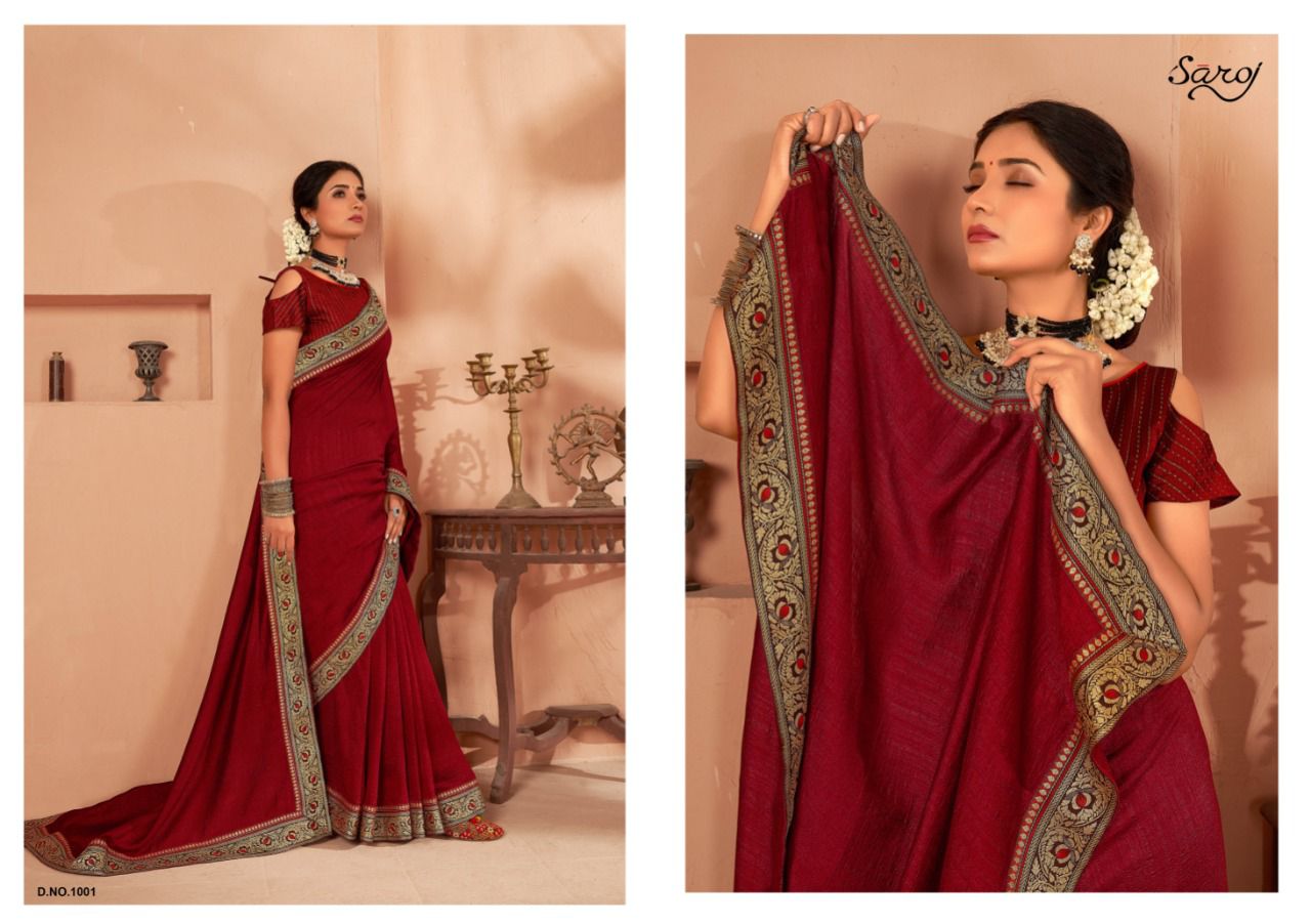 saroj saree sweety soft vichitra silk gorgeous look saree catalog