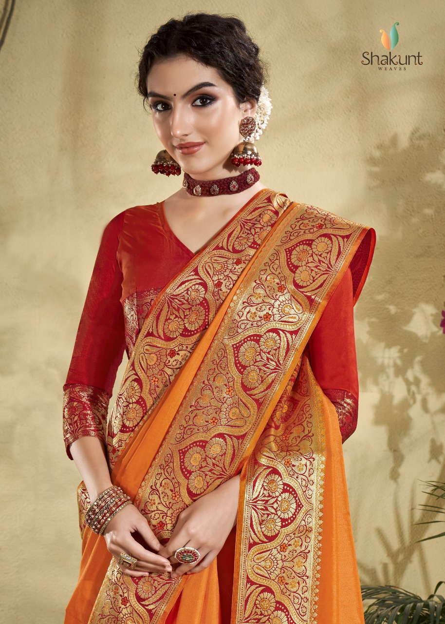 shakunt chaitrali art silk elegant look saree catalog