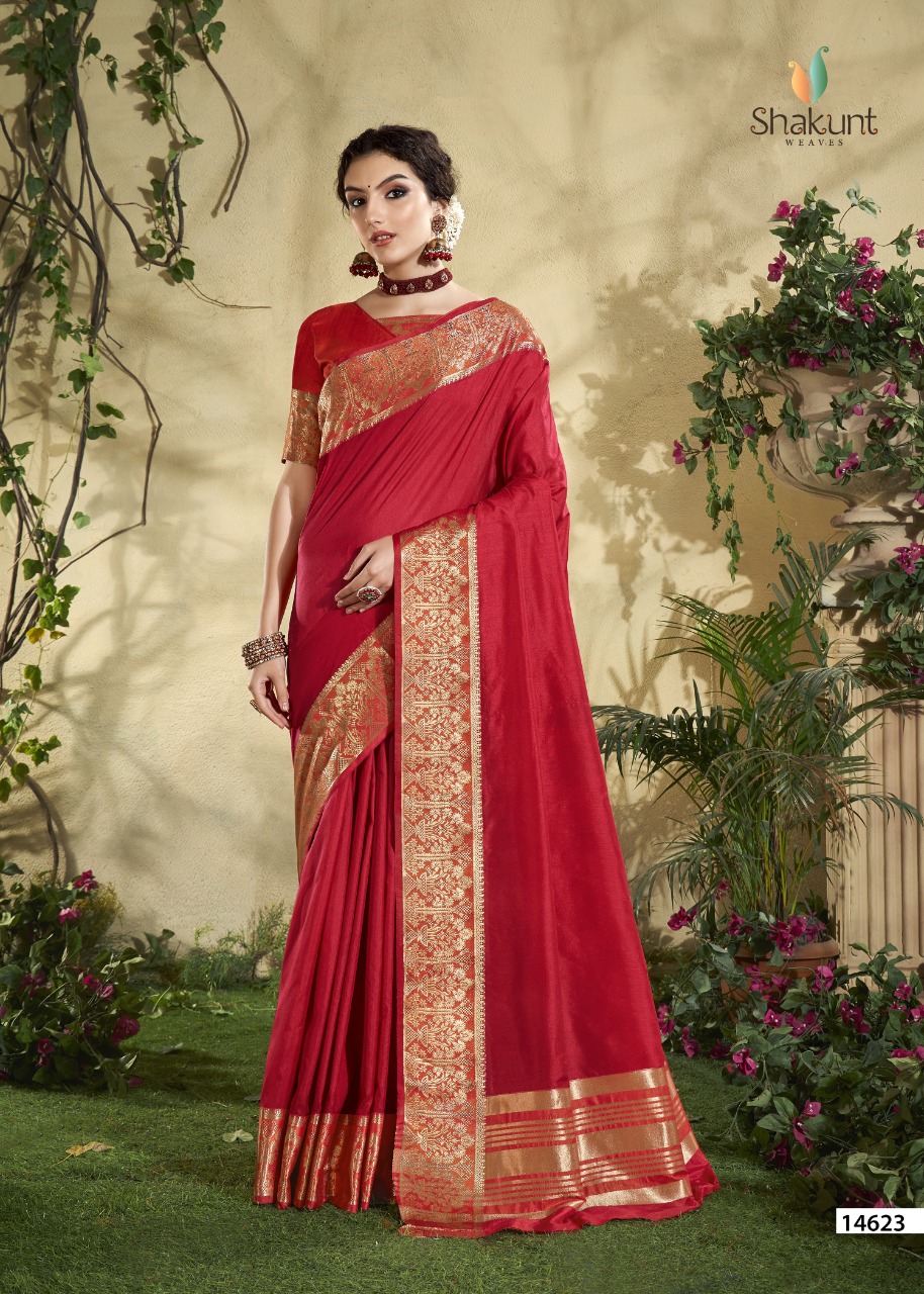 shakunt chaitrali art silk elegant look saree catalog