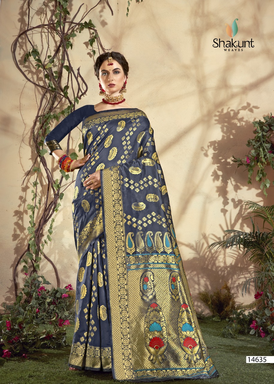 shakunt dhanvarsha art silk elegant look saree catalog